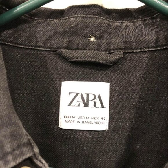 Zara men’s black denim shirt size medium - Picture 3 of 3